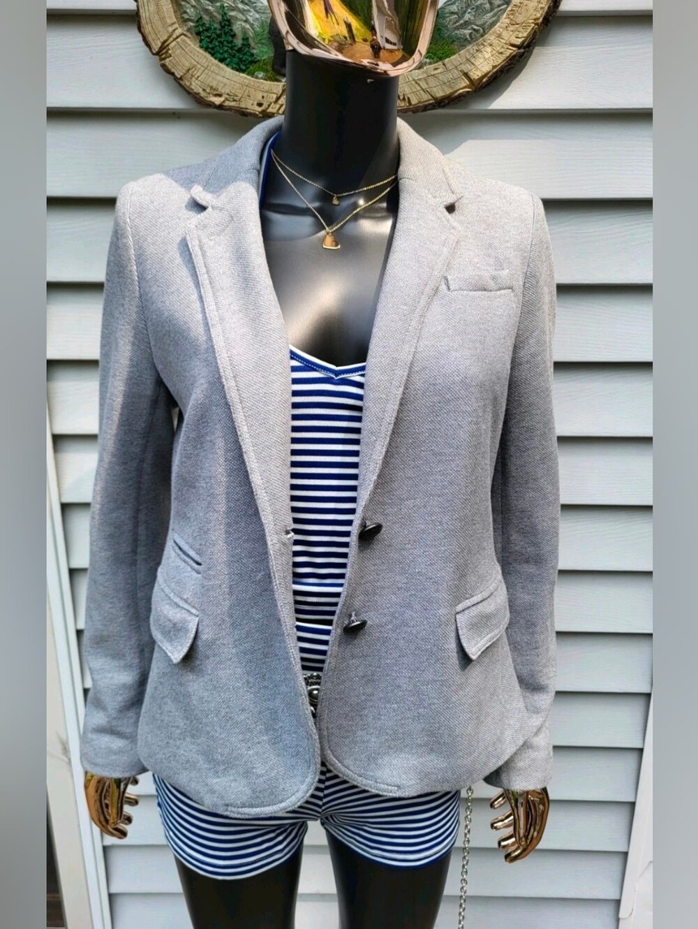 Banana Republic Women's Gray Blazer Jacket Button Front Lined Pockets| 10